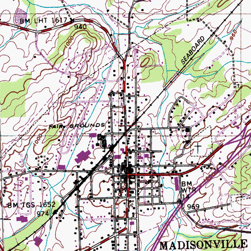 Topographic Map of City of Madisonville, TN
