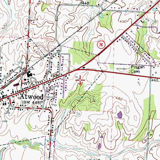 Topographic Map of Town of Atwood, TN
