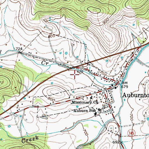Topographic Map of Town of Auburntown, TN