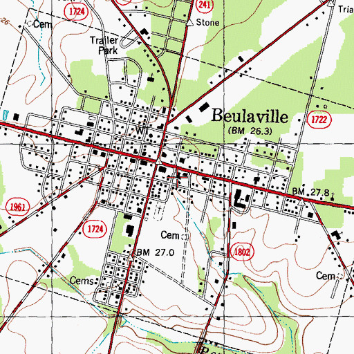 Topographic Map of Town of Beulaville, NC