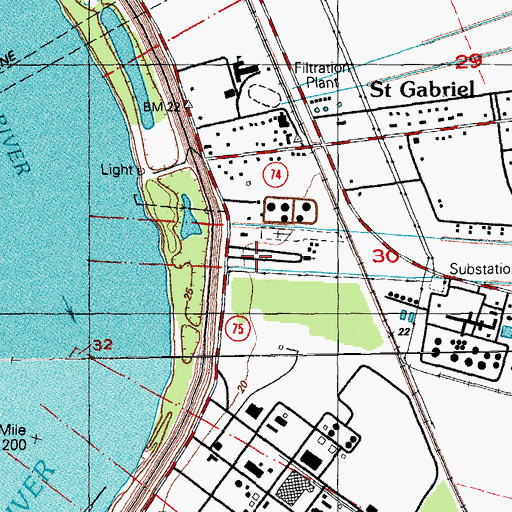Topographic Map of City of Saint Gabriel, LA