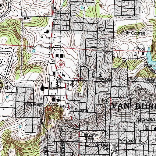 Topographic Map of City of Van Buren, AR