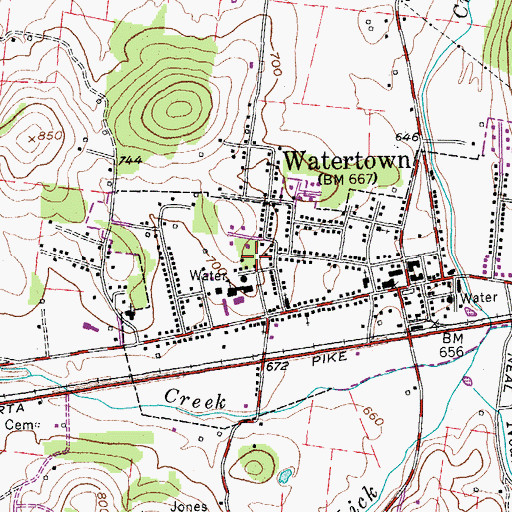 Topographic Map of City of Watertown, TN