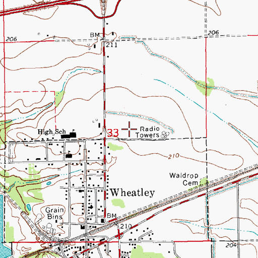 Topographic Map of City of Wheatley, AR