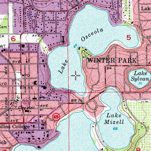 Topographic Map of City of Winter Park, FL