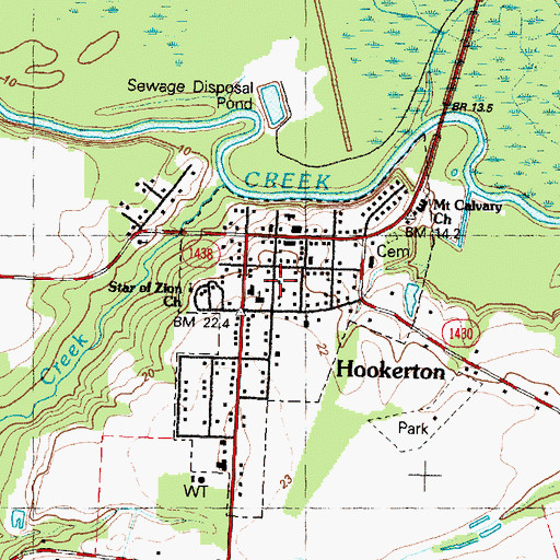 Topographic Map of Town of Hookerton, NC