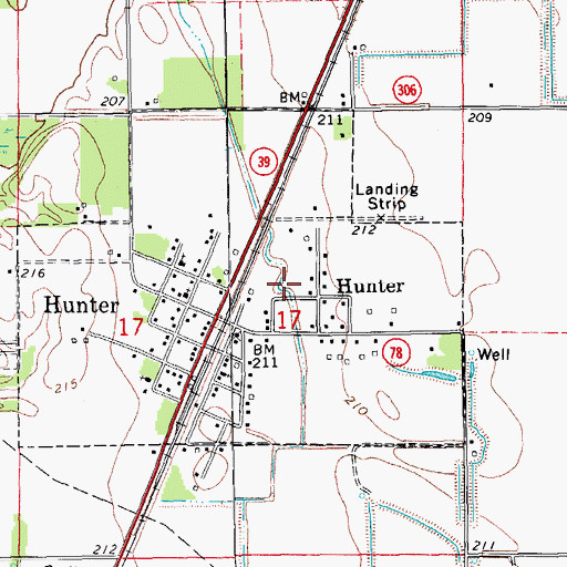 Topographic Map of Town of Hunter, AR