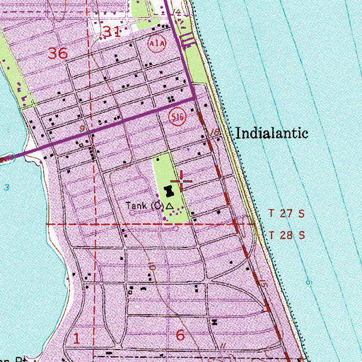 Topographic Map of Town of Indialantic, FL