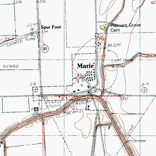 Topographic Map of Town of Marie, AR
