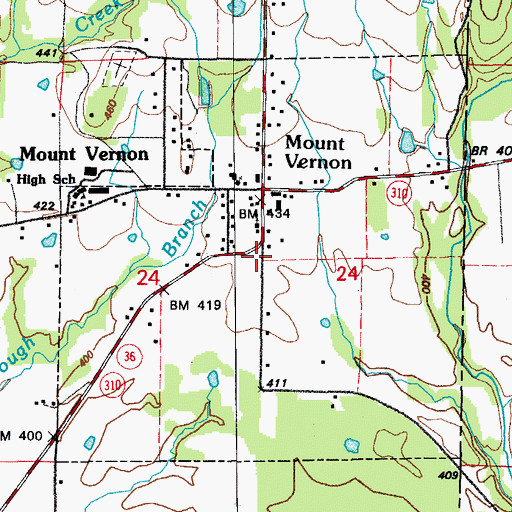 Topographic Map of Town of Mount Vernon, AR