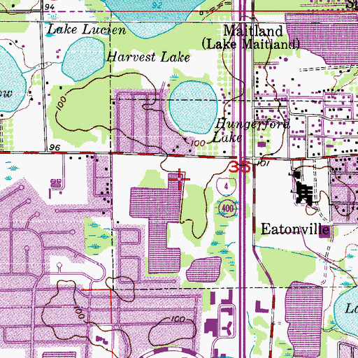 Topographic Map of Town of Eatonville, FL