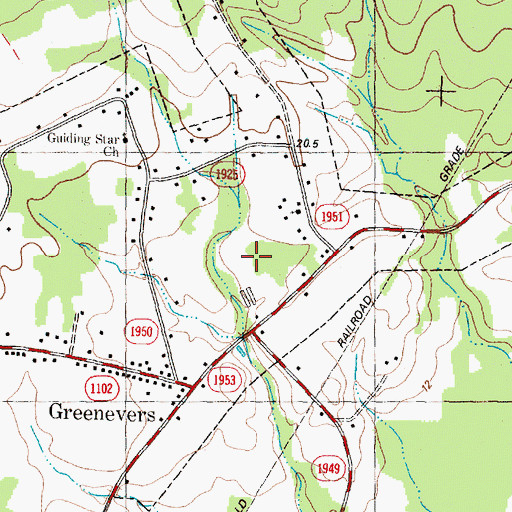 Topographic Map of Town of Greenevers, NC