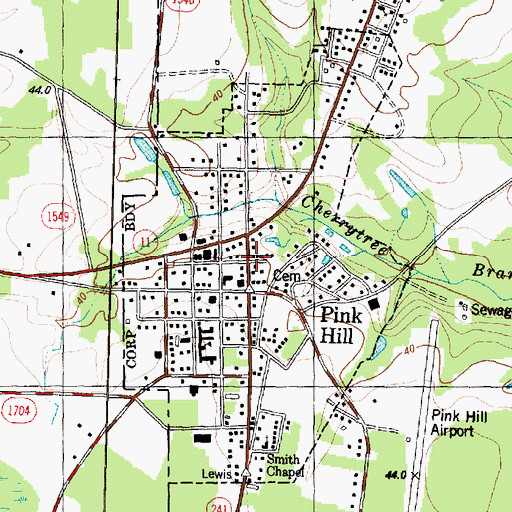 Topographic Map of Town of Pink Hill, NC