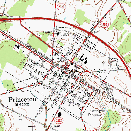 Topographic Map of Town of Princeton, NC
