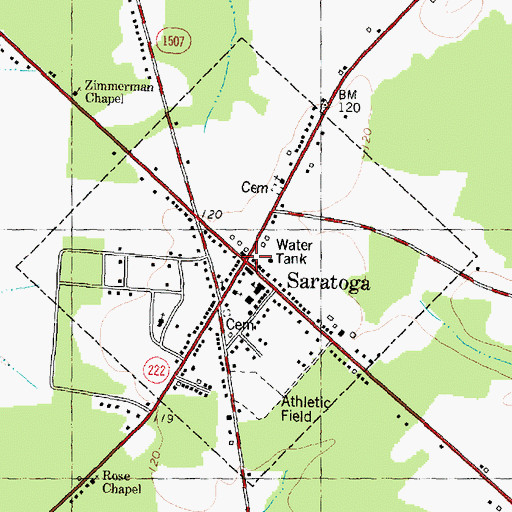 Topographic Map of Town of Saratoga, NC