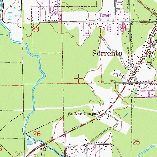 Topographic Map of Town of Sorrento, LA
