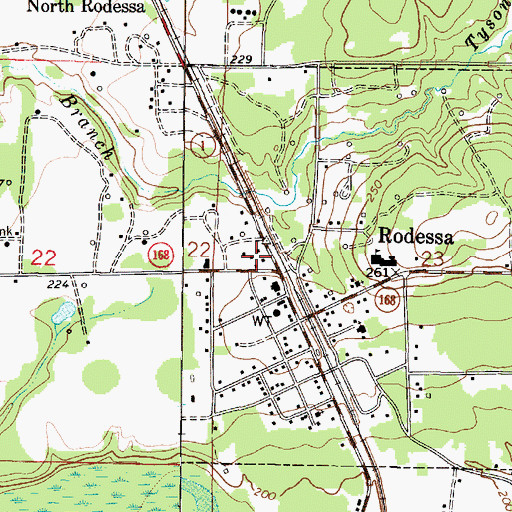 Topographic Map of Village of Rodessa, LA