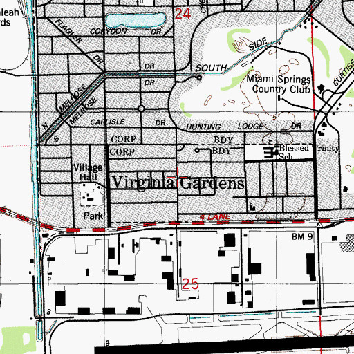 Topographic Map of Village of Virginia Gardens, FL