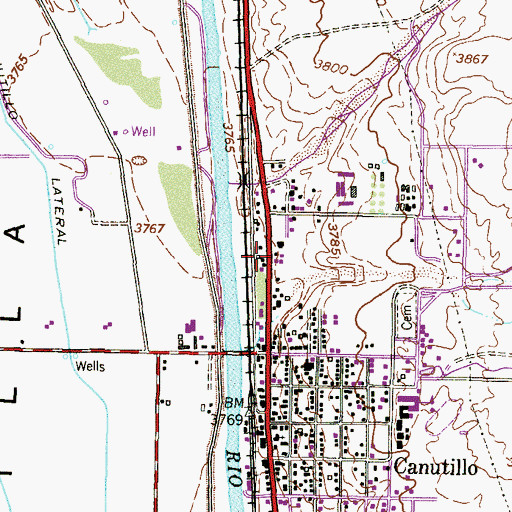 Topographic Map of Canutillo Census Designated Place, TX