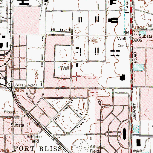 Topographic Map of Fort Bliss Census Designated Place, TX