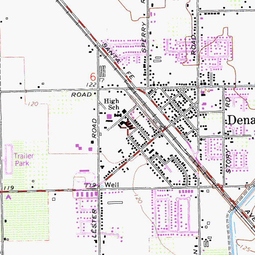 Topographic Map of Denair Census Designated Place, CA