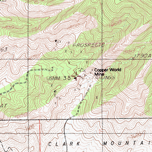 Topographic Map of Copper World Mine, CA