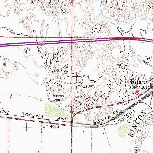 Topographic Map of Rincon Census Designated Place, NM