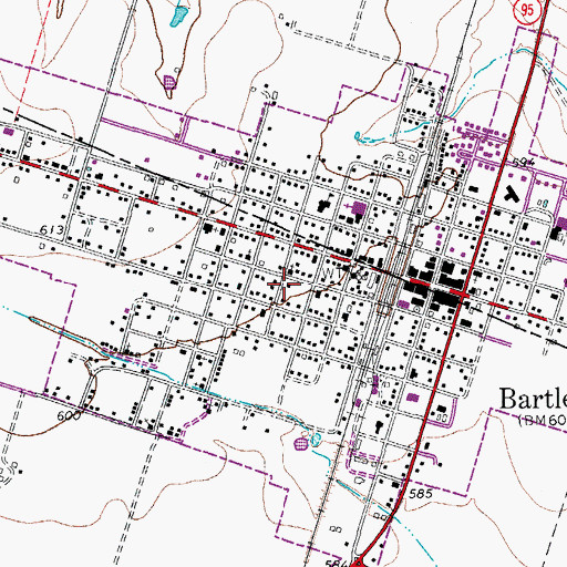 Topographic Map of City of Bartlett, TX