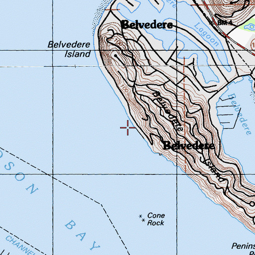 Topographic Map of City of Belvedere, CA