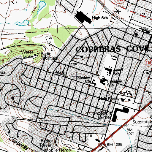 Topographic Map of City of Copperas Cove, TX