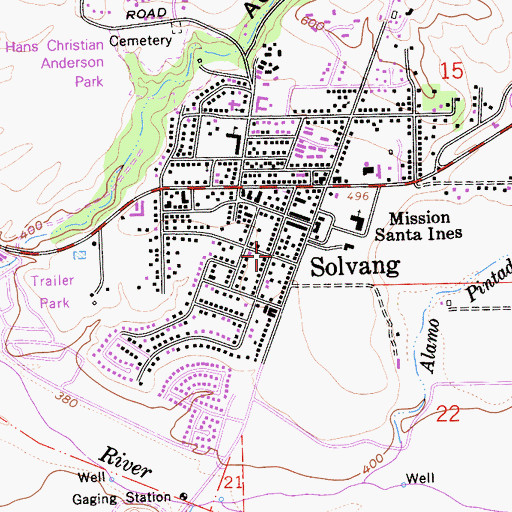 Topographic Map of City of Solvang, CA