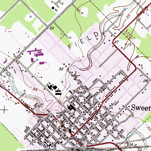 Topographic Map of City of Sweeny, TX