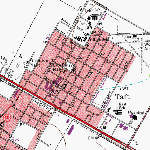 Topographic Map of City of Taft, TX