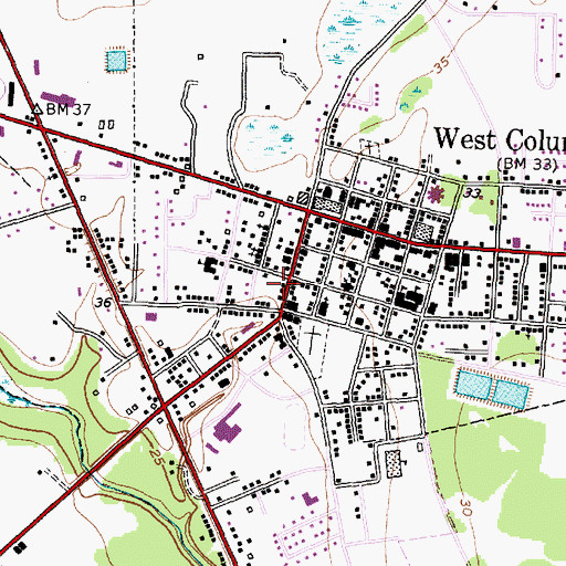 Topographic Map of City of West Columbia, TX
