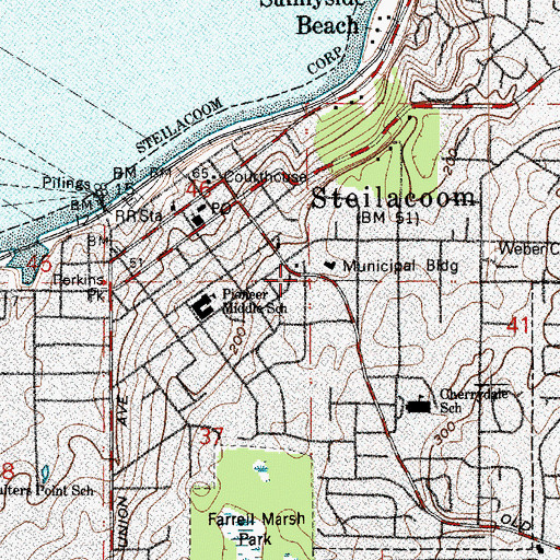 Topographic Map of Town of Steilacoom, WA
