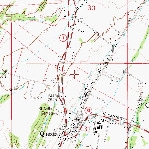 Topographic Map of Village of Questa, NM