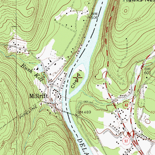 Topographic Map of Cherry Island State Wildlife Management Area, NY