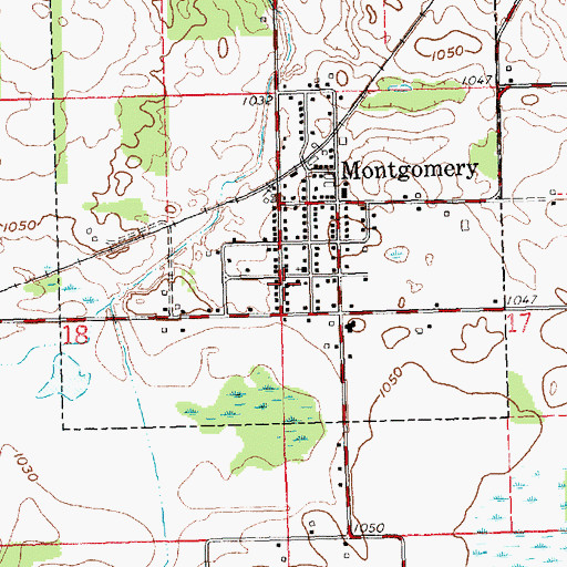 Topographic Map of Montgomery United Brethren Church, MI