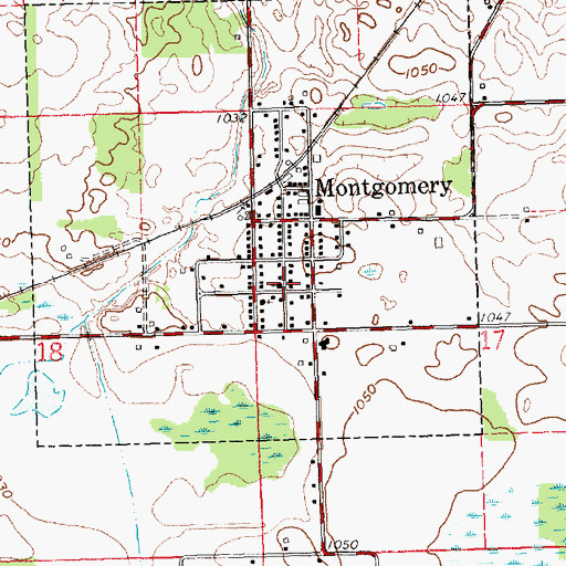 Topographic Map of Montgomery United Methodist Church, MI