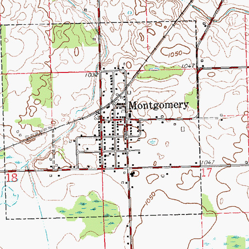 Topographic Map of Montgomery Post Office, MI