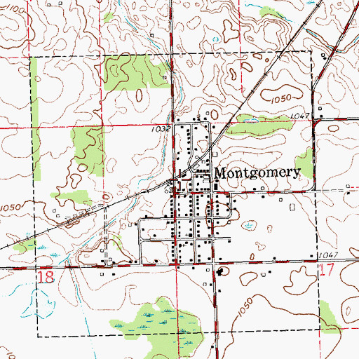 Topographic Map of Montgomery Station, MI