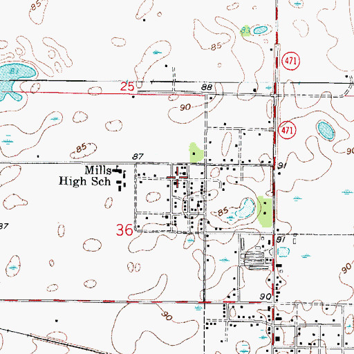 Topographic Map of Beulah Baptist Church, FL