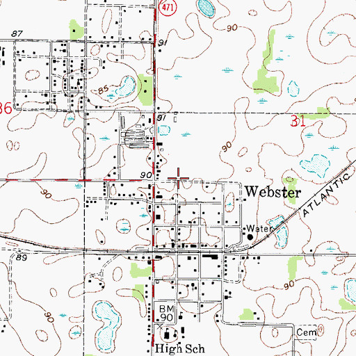 Topographic Map of City of Webster Water Tower, FL
