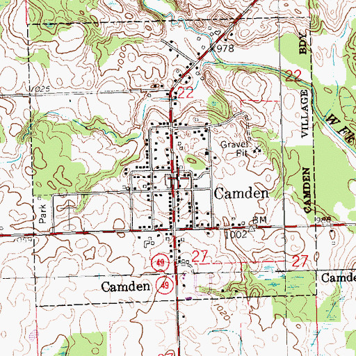 Topographic Map of Camden Township Library, MI