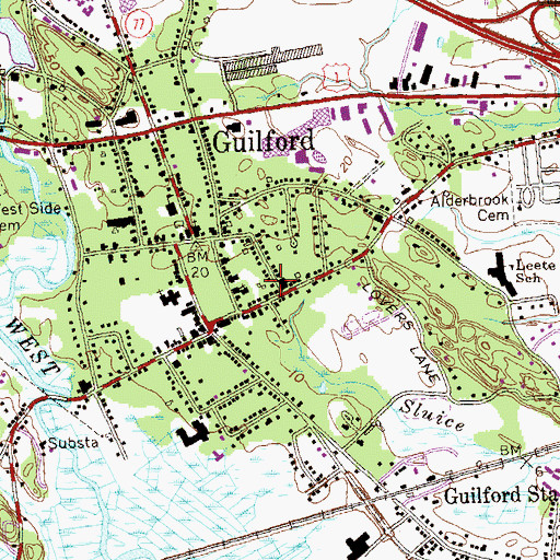 Topographic Map of Guilford Fire Department Station 1, CT