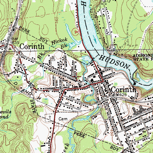 Topographic Map of Corinth Free Methodist Church, NY