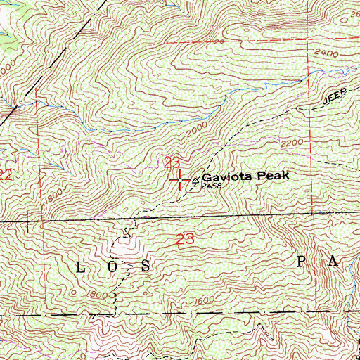 Topographic Map of Gaviota Peak, CA