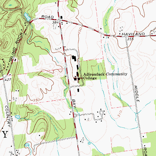 Topographic Map of Warren Hall, NY