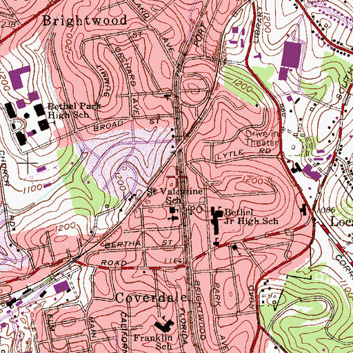 Topographic Map of Bethel Park City Hall, PA