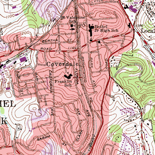 Topographic Map of Bethel Park Library, PA